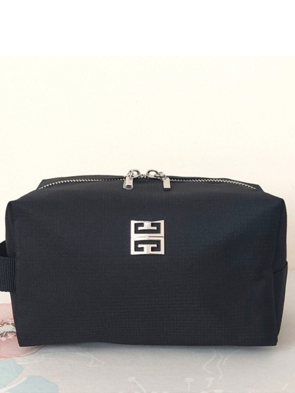 NWOT Givenchy Black Toiletry Kit with Silver Logo